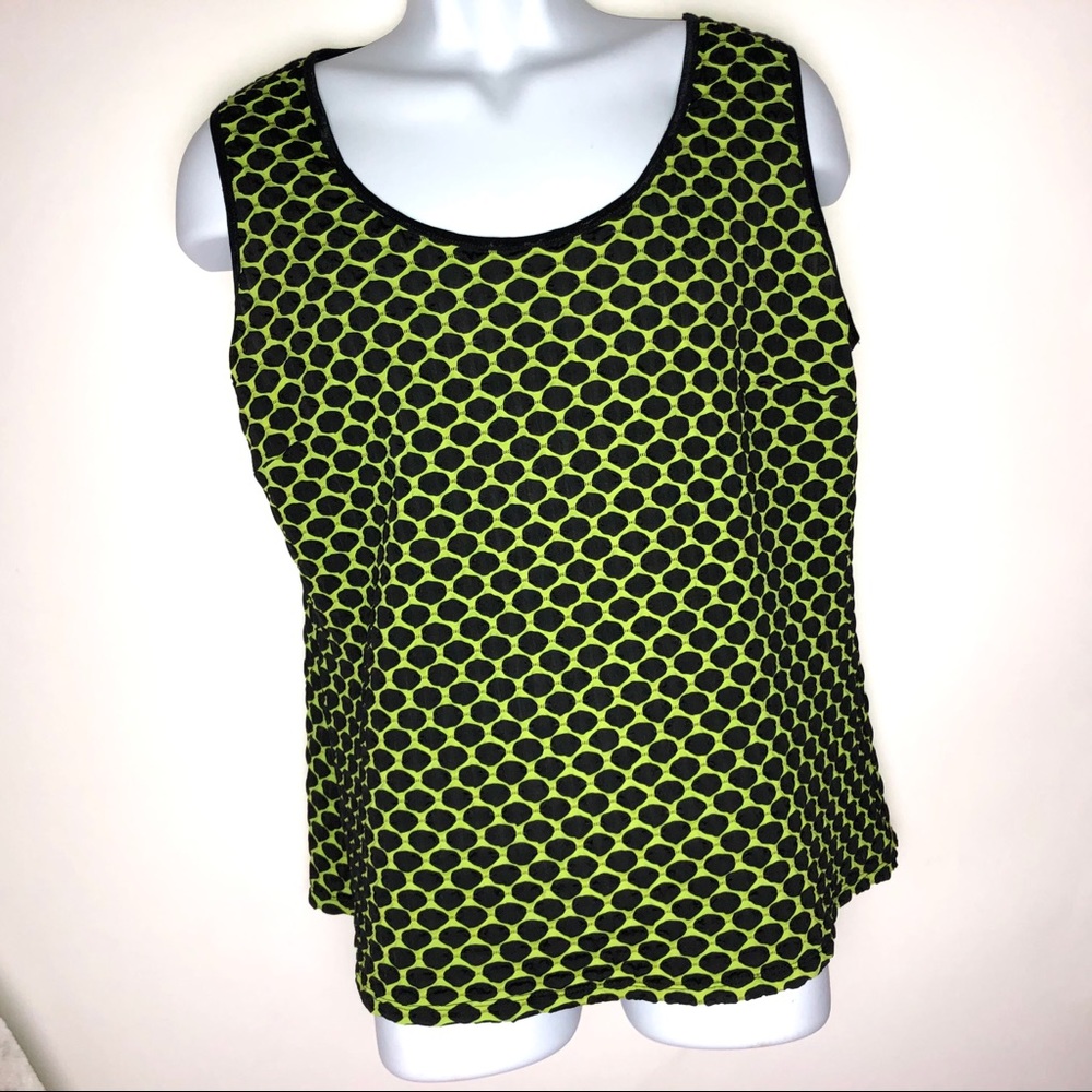 Cato Tank Top Green Black Dots XL